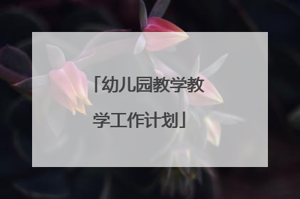 幼儿园教学教学工作计划
