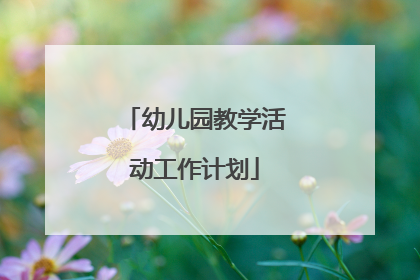 幼儿园教学活动工作计划