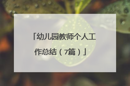 幼儿园教师个人工作总结(7篇)