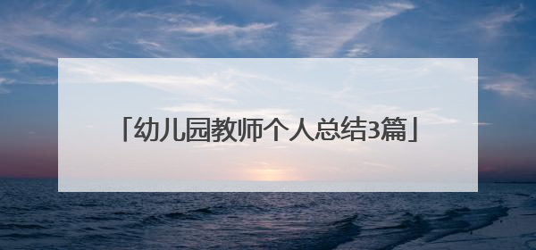 幼儿园教师个人总结3篇