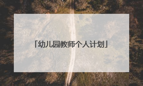 幼儿园教师个人计划