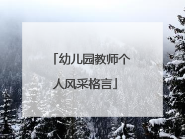 幼儿园教师个人风采格言
