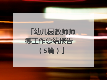 幼儿园教师师德工作总结报告(5篇)