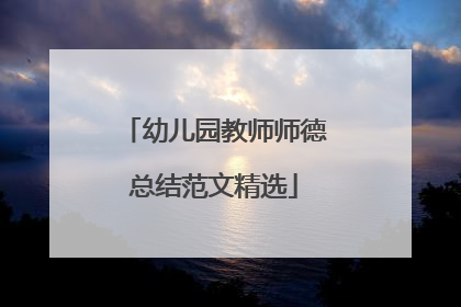 幼儿园教师师德总结范文精选