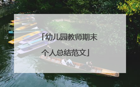 幼儿园教师期末个人总结范文