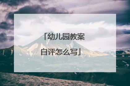 幼儿园教案自评怎么写