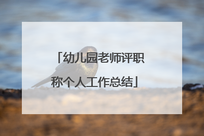 幼儿园老师评职称个人工作总结