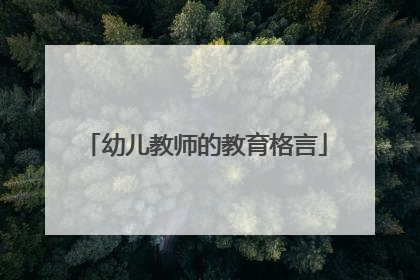 幼儿教师的教育格言