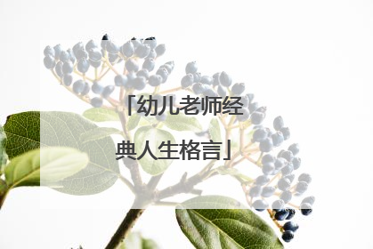 幼儿老师经典人生格言