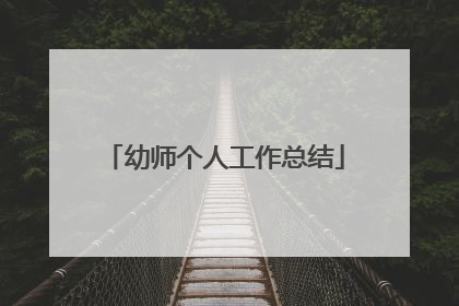 幼师个人工作总结