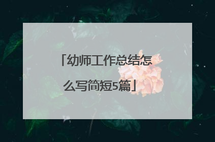幼师工作总结怎么写简短5篇
