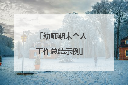 幼师期末个人工作总结示例