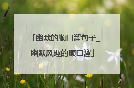 幽默的顺口溜句子_幽默风趣的顺口溜