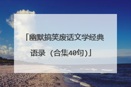 幽默搞笑废话文学经典语录 (合集40句)