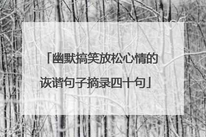 幽默搞笑放松心情的诙谐句子摘录四十句