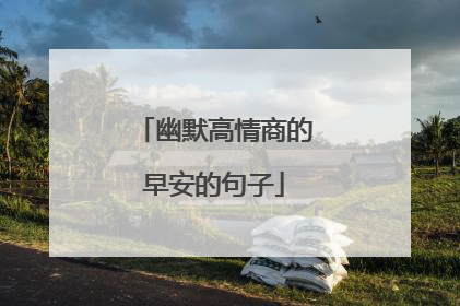 幽默高情商的早安的句子