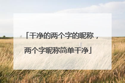 干净的两个字的昵称,两个字昵称简单干净