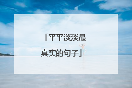 平平淡淡最真实的句子