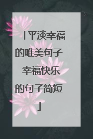 平淡幸福的唯美句子 幸福快乐的句子简短
