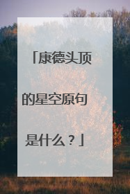 康德头顶的星空原句是什么?
