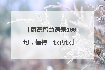 康德智慧语录100句，值得一读再读