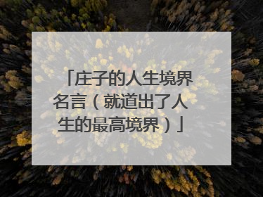 庄子的人生境界名言(就道出了人生的最高境界)