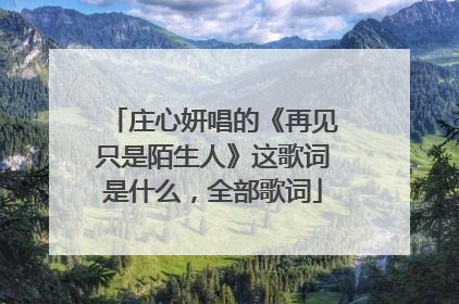 庄心妍唱的《再见只是陌生人》这歌词是什么，全部歌词