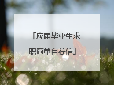 应届毕业生求职简单自荐信