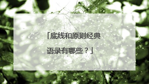 底线和原则经典语录有哪些？
