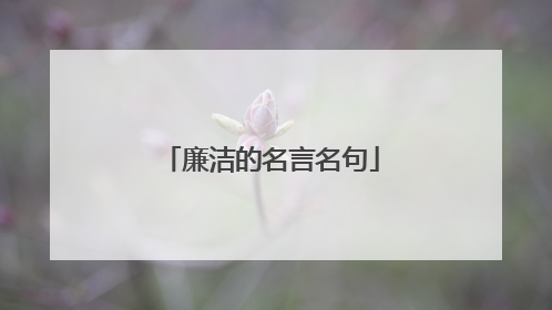 廉洁的名言名句