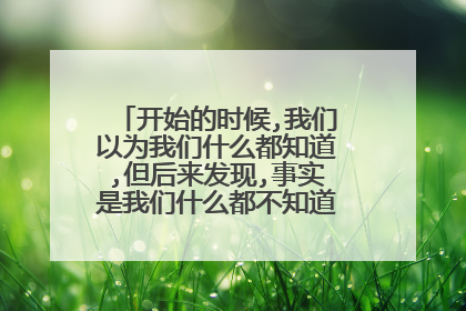 开始的时候,我们以为我们什么都知道,但后来发现,事实是我们什么都不知道是麦克阿瑟说的吗