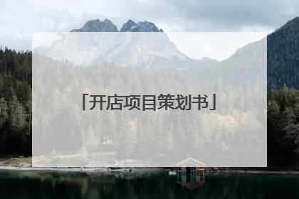 开店项目策划书