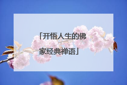 开悟人生的佛家经典禅语