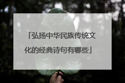 弘扬中华民族传统文化的经典诗句有哪些