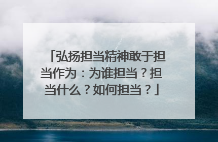 弘扬担当精神敢于担当作为：为谁担当？担当什么？如何担当？