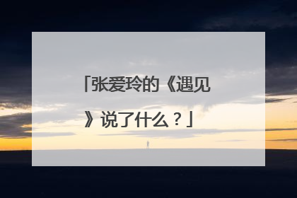 张爱玲的《遇见》说了什么?