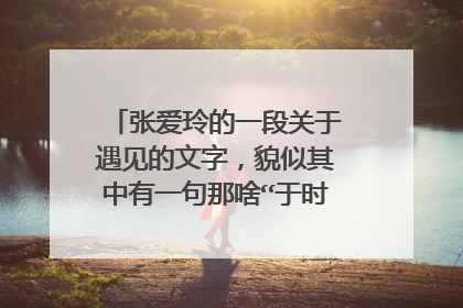 张爱玲的一段关于遇见的文字,貌似其中有一句那啥“于时间的荒野上”…