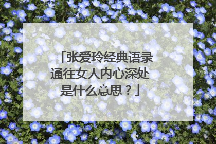 张爱玲经典语录通往女人内心深处是什么意思？