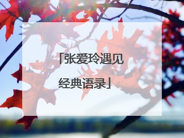 张爱玲遇见经典语录