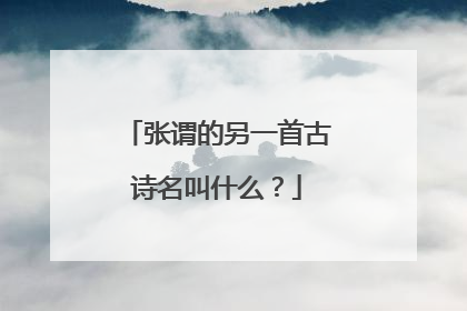 张谓的另一首古诗名叫什么？
