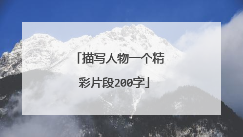 描写人物一个精彩片段200字