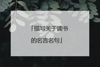 描写关于读书的名言名句