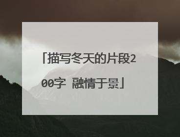 描写冬天的片段200字 融情于景