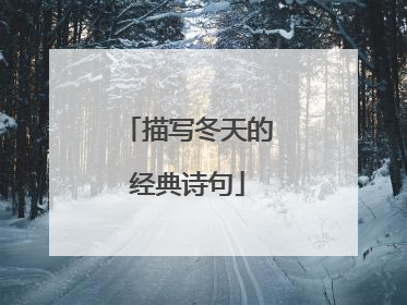 描写冬天的经典诗句