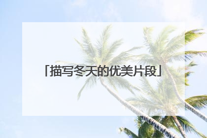 描写冬天的优美片段