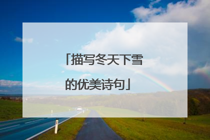 描写冬天下雪的优美诗句