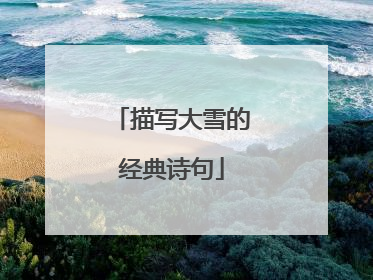 描写大雪的经典诗句