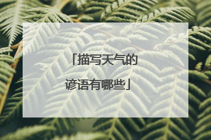 描写天气的谚语有哪些