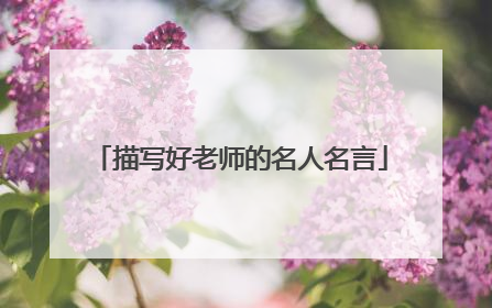描写好老师的名人名言