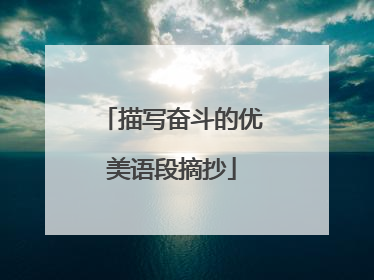 描写奋斗的优美语段摘抄